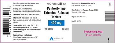 "image Description" (Pentoxi Ext Rel Tabs 400 mg 100s Bottle Label)